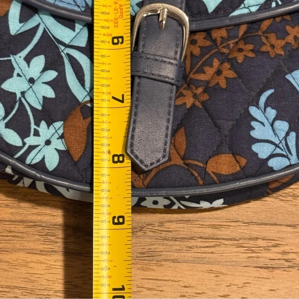 Vera Bradley Java Flora Slim Saddle Bag Crossbody Adjustable Quilted Casual
